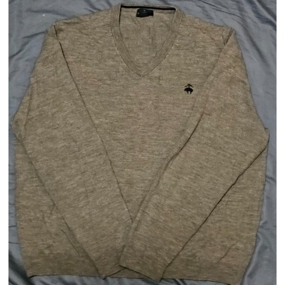 Brooks Brothers 346 Men's Merino Wool Sweater XL Pullover V Neck Gray - Picture 1 of 5